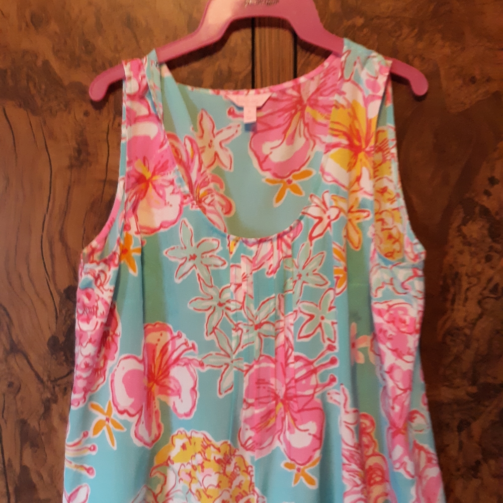 Lilly Pulitzer Tropical Floral Scoop Tank — Pink, Teal & Yellow - Picture 2 of 5